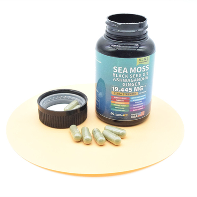 Capsulas de musgo natural do mar Capsulas de ouro puro do Himalaia
