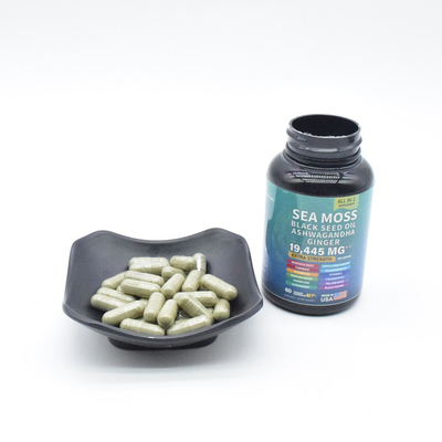 OEM ODM Orgânico Musgo marinho e óleo de semente preta cápsulas para adultos extracto de musgo marinho para suplementos do sistema imunológico