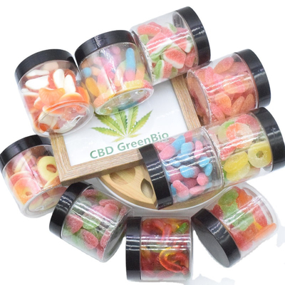 O extrato CBD do cânhamo dorme a liberação gomosa 220g do esforço da dor por anéis gomosos do pêssego da garrafa CBD