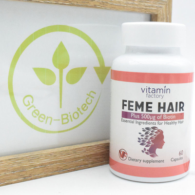 Cápsulas da vitamina HACCP 60 do cabelo do ODM Feme do OEM pela garrafa para o crescimento do cabelo